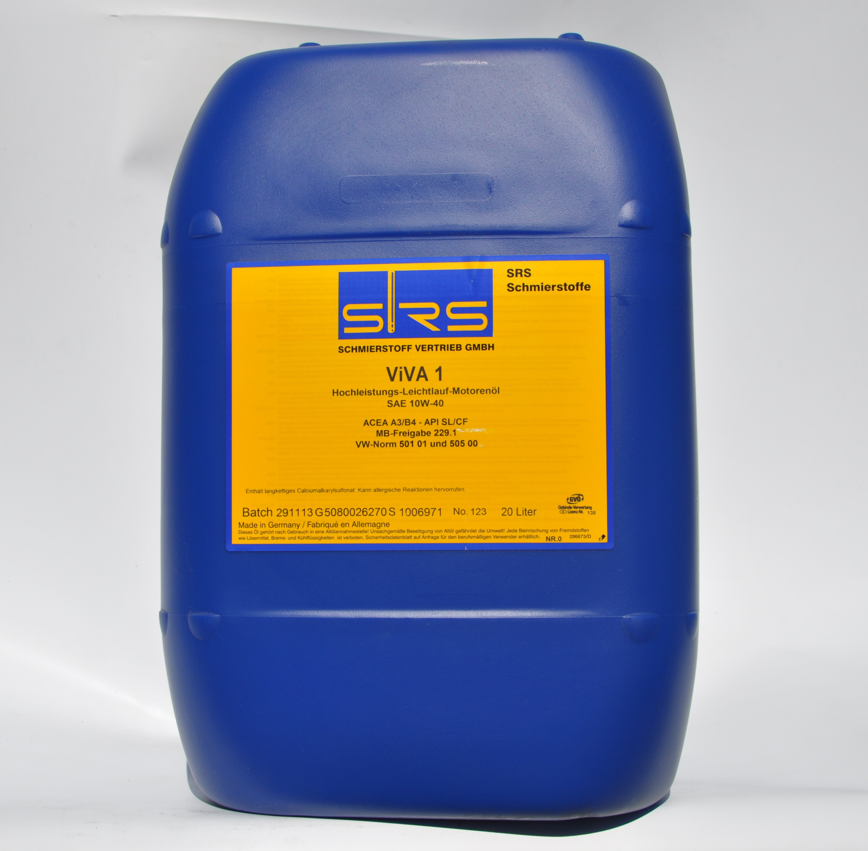 Моторное масло SRS Viva 1 10W40 20л