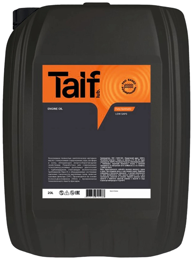 Моторное масло Taif синтетическое VIVACE 5W40 SN 20л