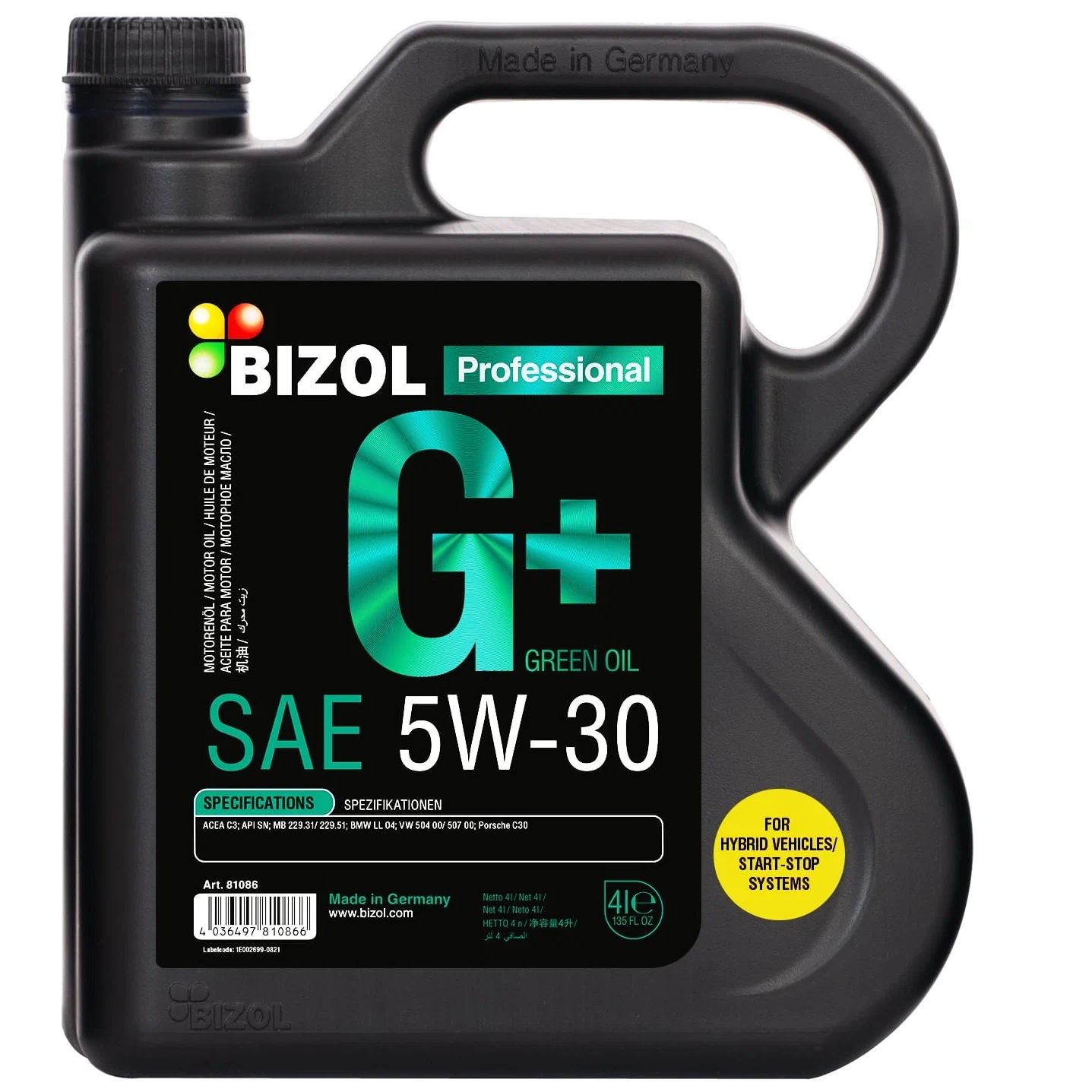 Моторное масло BIZOLGreen Oil 5w30 4л