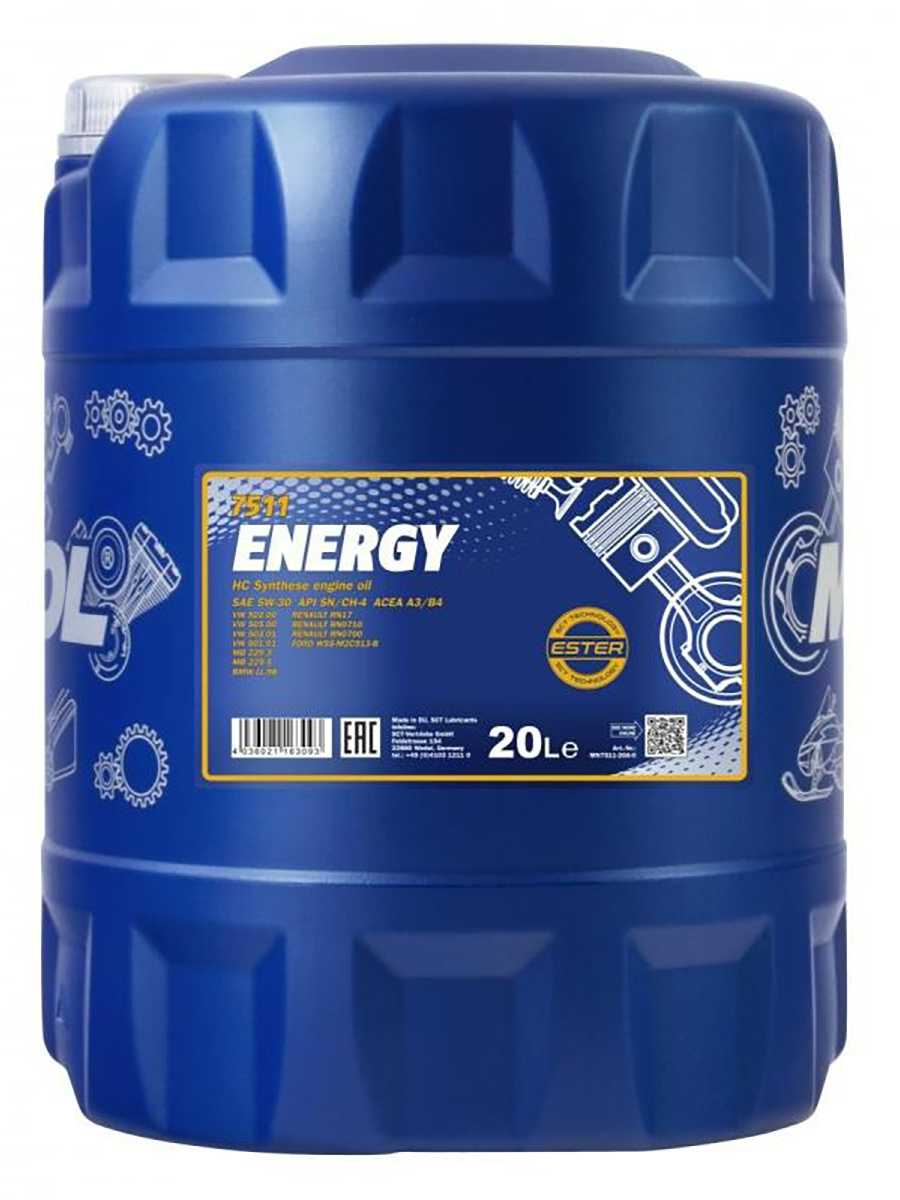 Моторное масло MANNOL синтетическое Energy 5W30 SL 20л MANNOL - 1