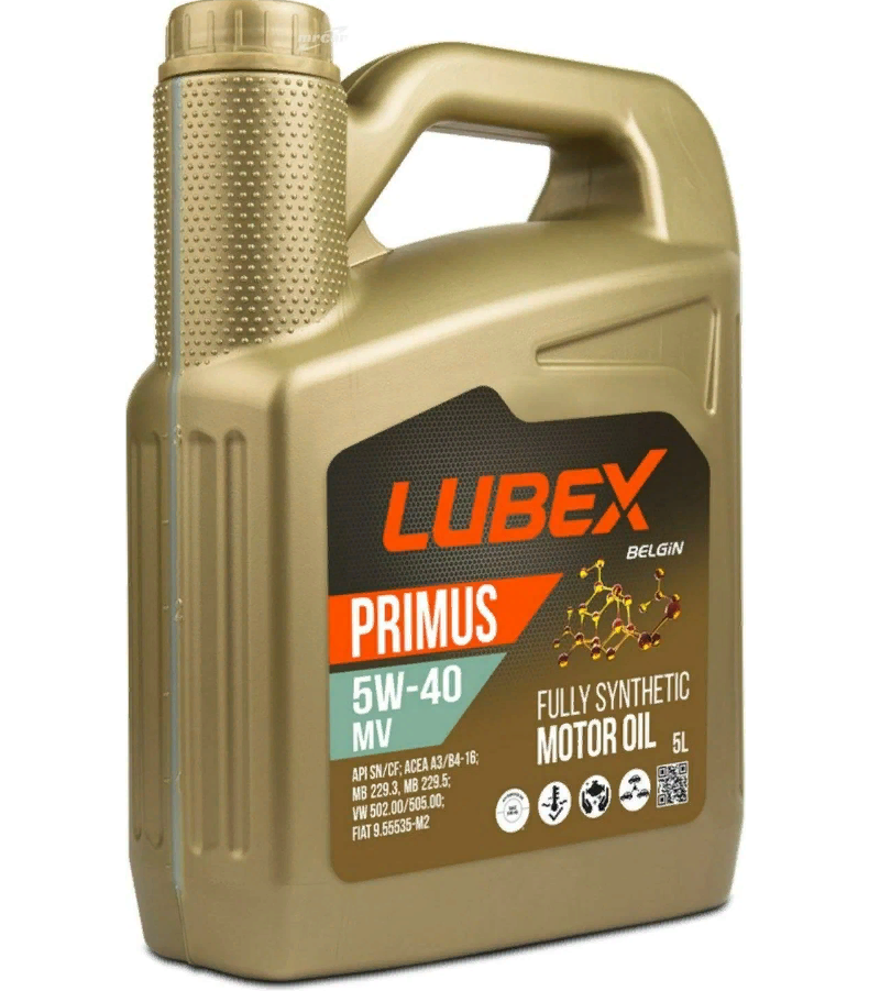 Моторное масло LUBEX синтетическое PRIMUS MV 5W40 CF/SN A3/B4 5л