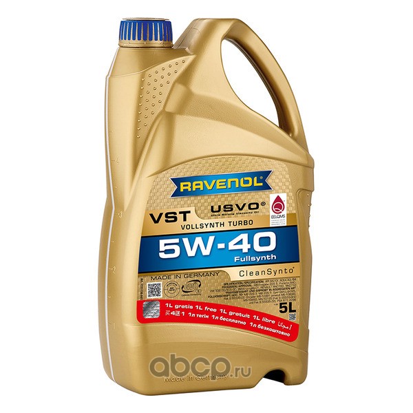 Моторное масло Ravenol SAE 5W40 VST 4+1=5л