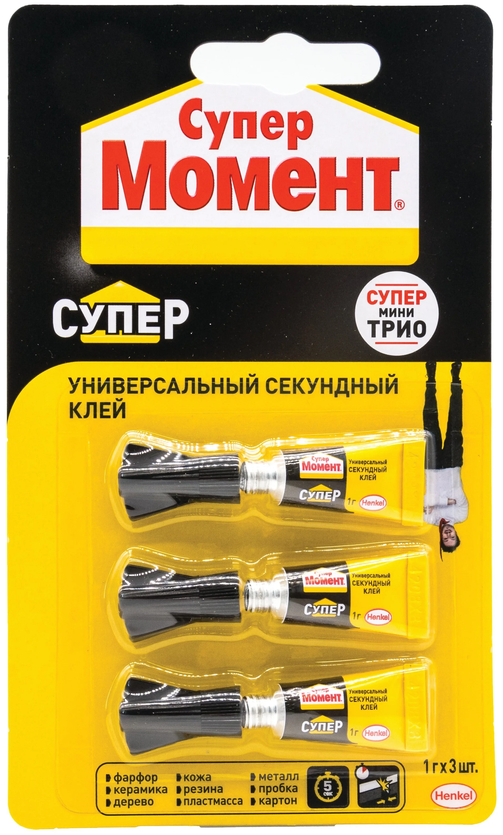 Клей Момент-1 Супер Мини-Трио 1 Гр Блистер 3Шт. Henkel 203355 1Шт Henkel 203355