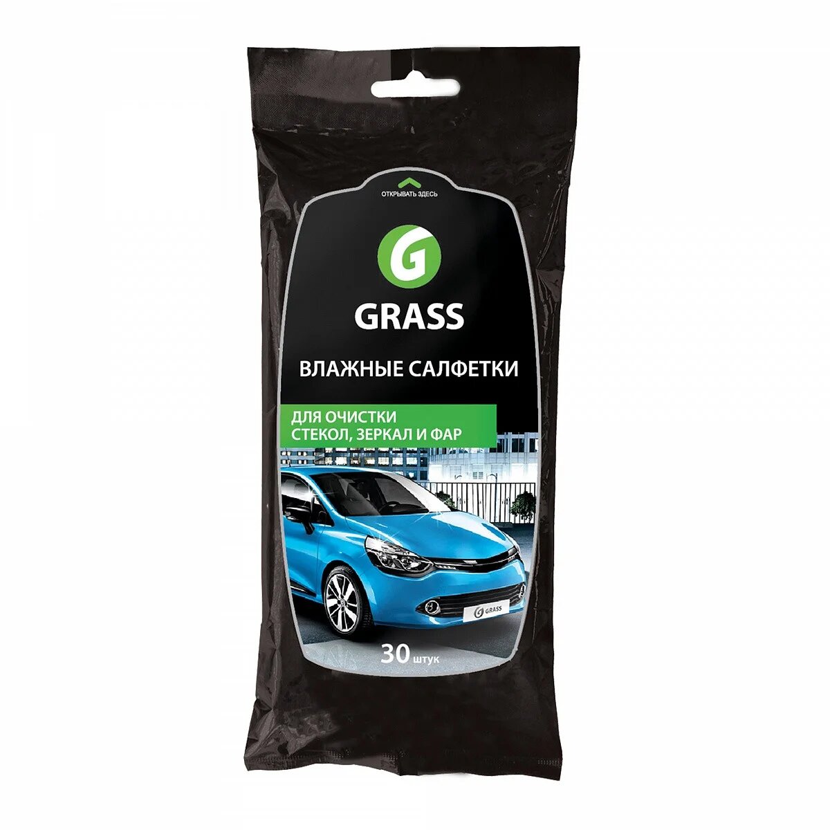 Набор влажных салфеток для очистки стекол, зеркал и фар, не оставляют разводов, 30 шт.