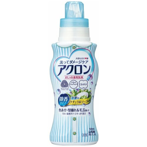 Жидкость для стирки Lion Acron аромат нежного мыла (Япония), 0.5 л, бутылка