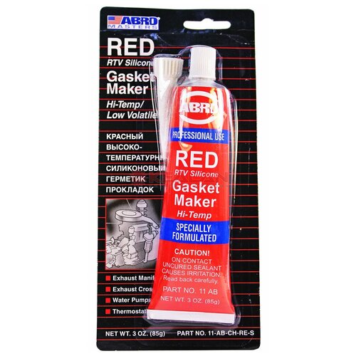 Универсальный силиконовый герметик для ремонта автомобиля ABRO 11-AB, 0.085 кг красный