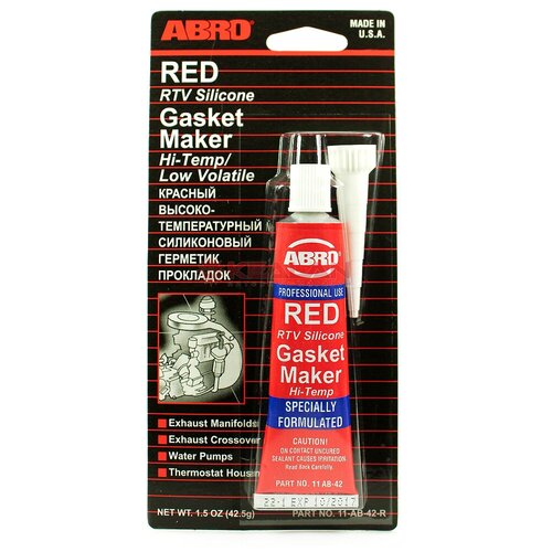Силиконовый герметик для ремонта автомобиля ABRO 11-AB-42-R, 0.043 кг красный