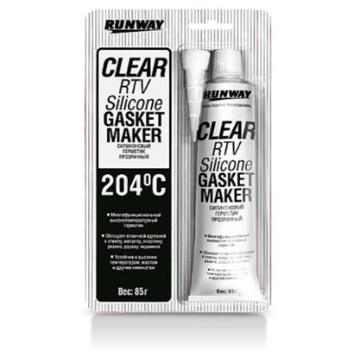 Универсальный силиконовый герметик для ремонта автомобиля RUNWAY RW8502, 0.085 кг прозрачный