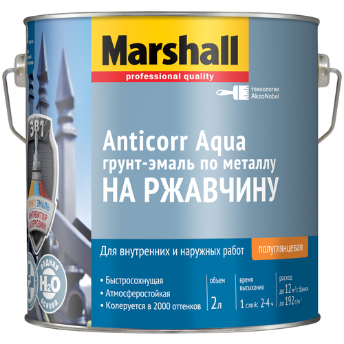 Эмаль акриловая (АК) Marshall Anticorr Aqua BW белый 2 л