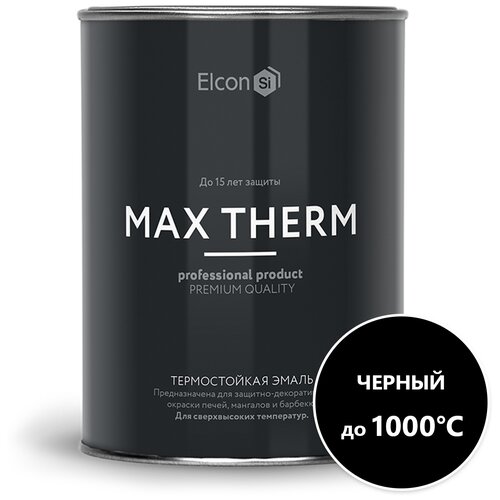 Эмаль кремнийорганическая (КО) Elcon термостойкая Max Therm до 1000°C черный 0.8 кг