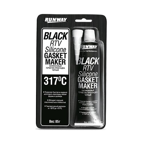 Силиконовый герметик для ремонта автомобиля RUNWAY RW8501, 0.085 кг черный