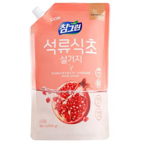 Средство для мытья посуды с гранатом LION Charmgreen refill, 900 г