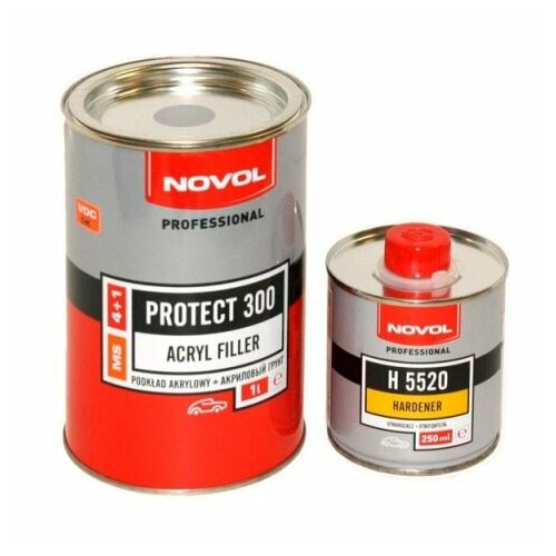 Грунт акриловый Novol 300 MS 4:1 серый 1 л+0,25 л