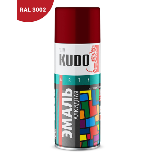 KUDO KU-10042 эмаль универсальная тёмно-красная 520 мл\
