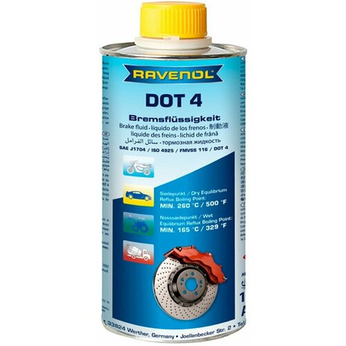 Тормозная жидкость RAVENOL DOT 4, 500 мл