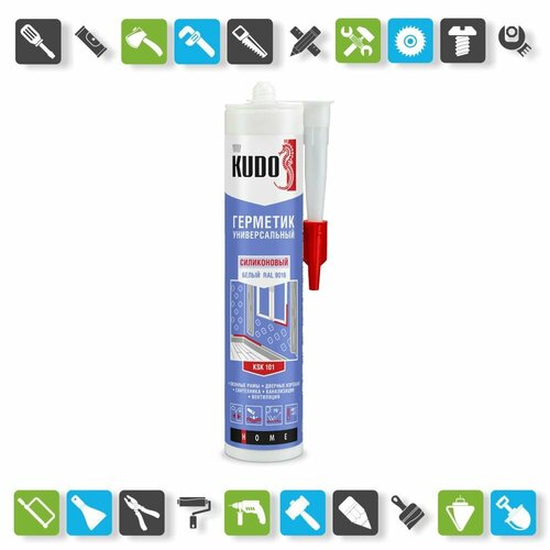 Герметик силиконовый Kudo KSK 101 универсальный, белый (0,28 л)