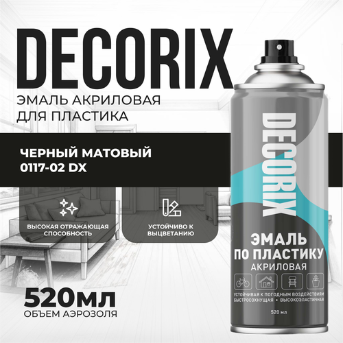Акриловая краска для пластика Decorix черная матовая 520мл