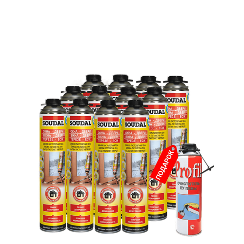 Soudal Пена пистолетная "Окна и двери" 50л. 750 мл зима 115003 12 шт