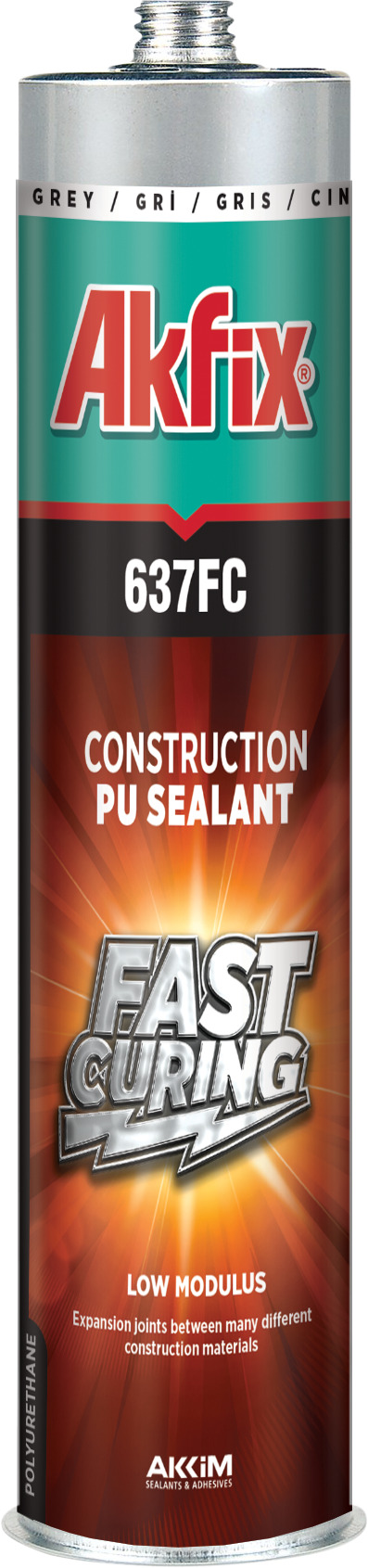 Полиуретановый герметик Akfix 637FC быстросохнущий, серый, 310 мл AA372