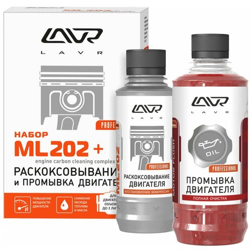 Промывка двигателя Motor Flush 330мл + Раскоксовыватель двигателя ML - 202 185мл (набор)