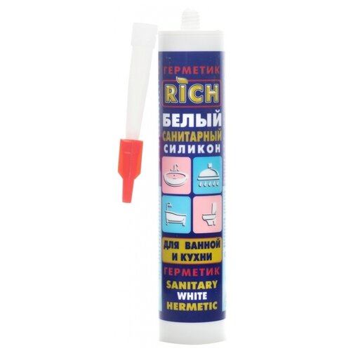 Герметик RICH санитарный Силиконовый Белый 85 мл тюбик