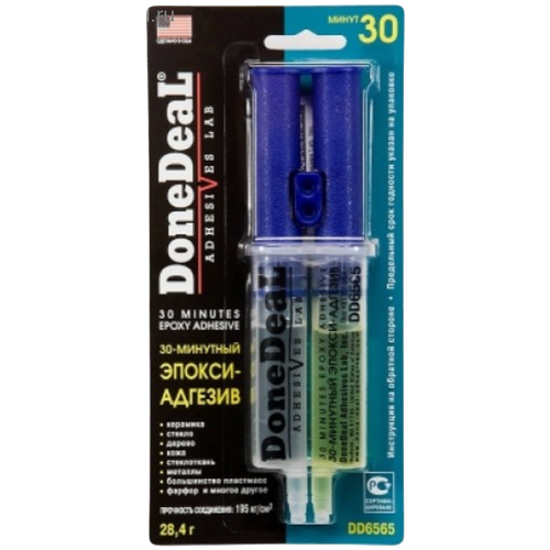 Клей эпоксидный Done Deal шприц 30ти-минутный прозрачный 28,4 г, DD6565 (1 шт.)