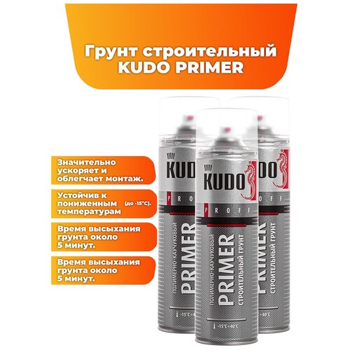 Грунт строительный KUDO PRIMER полимерно-каучуковый, 3 шт.