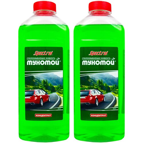 Жидкость стеклоомывателя летняя 1л SPECTROL концентрат, омыватель стекол Мухомой / омывайка для машины / летний стеклоомыватель комплект 2шт 9652(2)