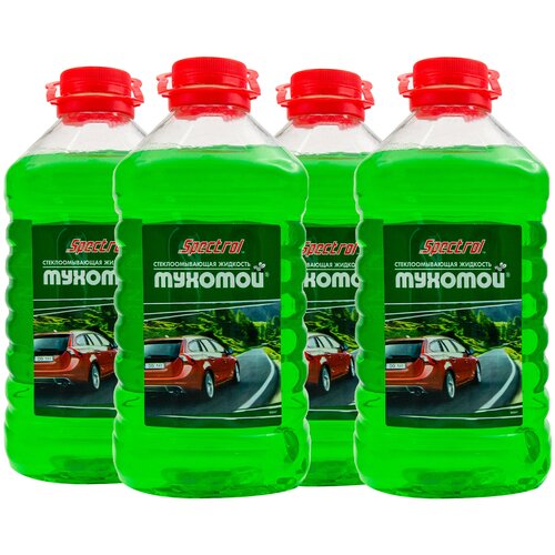 Жидкость стеклоомывателя летняя 3л SPECTROL омывайка для машины, готовый раствор Мухомой (омывашка) / стеклоомыватель летний, комплект 4шт 9651(4)