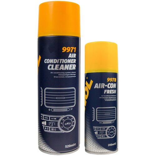 MANNOL косплект Очиститель кондиционера авто и системы вентиляции Air Conditioner Cleaner 9971 пенный 520мл+Air-Con Fresh 9978 шашка 210мл 2134/2149