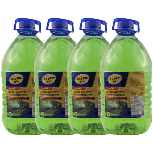 Жидкость стеклоомывателя летняя 5 л ASTROHIM BUGOFF / омывающая жидкость (омывайка летняя), комплект из 4 шт. АС-425(4)