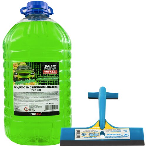 Жидкость стеклоомывателя летняя 5л AVS AVK-723 омывайка для машины + Водосгон для автомобиля двусторонний, универсальный 16 см/9 см A40591S/ZB026