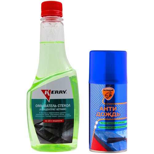 Жидкость стеклоомывателя летняя 355 мл KERRY концентрат + Антидождь аэрозоль Eltrans 210мл, ЭлТранс EL-0406.03 KR-335/EL-0406.03