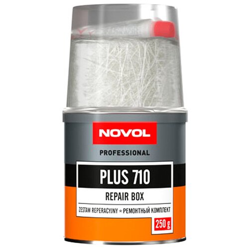 Полиэфирная смола для авто + стеклоткань для авто (стекломат) 250г NOVOL PROFESSIONAL PLUS 710 Ремкомплект для пластика и сквозных дыр 36101