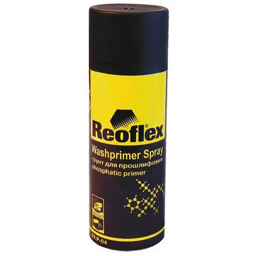 Кислотный грунт для авто REOFLEX 520мл серый/ Грунт (праймер) аэрозольный для авто/ Грунтовка автомобильная для прошлифовок Wash Primer RX P-04/520