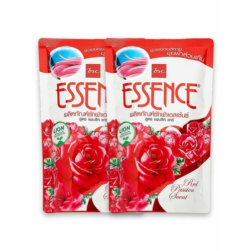 Гель-концентрат для стирки Lion Essence Red Passion с эффектом кондиционера с ароматом сладких цветов, 2 шт по 400 мл мягкая упаковка