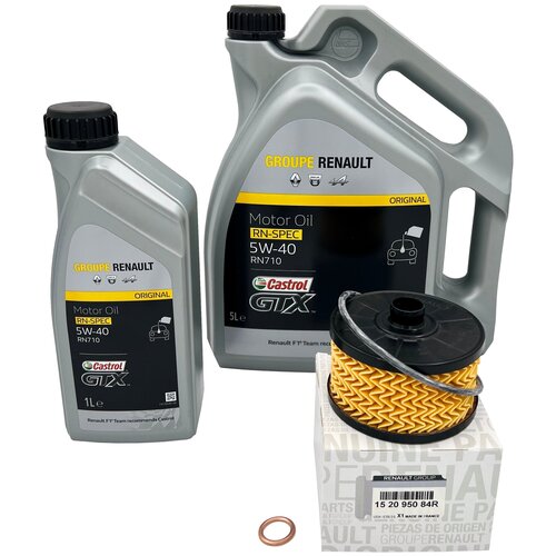 Набор для замены масла в двигателе 1.3 TCE H5H Renault Arkana / Duster / Kaptur (с Castrol 5W-40 RN0710 и масляным фильтром 152095084R)