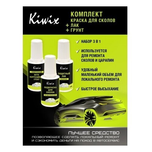 Подкраска автомобильная (Штрих корректор) 20 мл SKODA F3Z CERVENA RASPBERRY/DELICIOUS BERRY + лак 20 мл + грунт 20 мл комплект