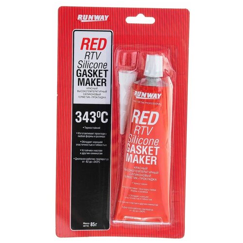 Силиконовый высокотемпературный герметик RUNWAY RW8500 красный, 85 г 54977