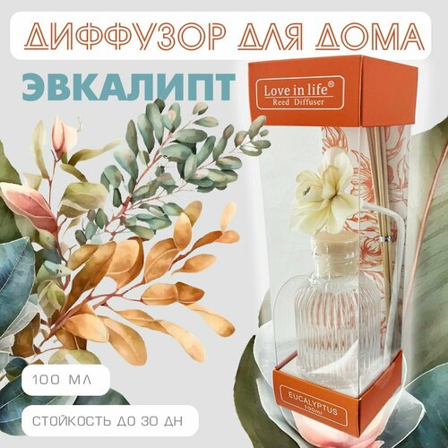 Диффузор ароматический для дома, аромат Эвкалипт / Eucalyptius, 100 мл. AM-40