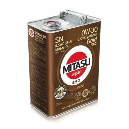 MITASU Mitasu 0W30 4L Масло Моторное Gold Pao Sn Api Sn Ilsac Gf-5 Для Бенз. Двс,