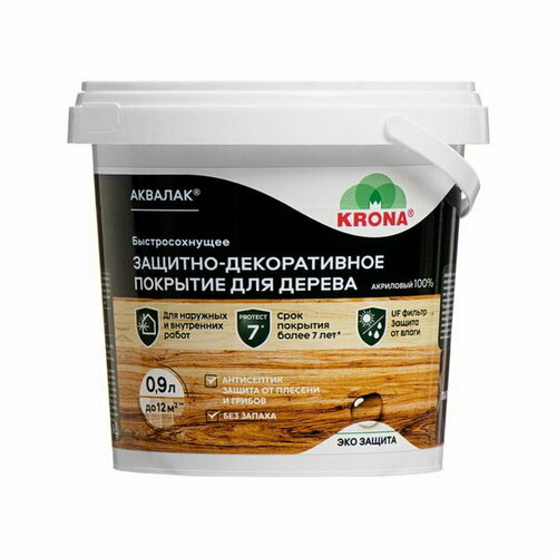 Лак защитно-декоративный для дерева Аквалак "KRONA" палисандр 0.9 л