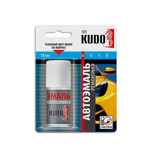 Эмаль Kudo автомобильная ремонтная с кисточкой "Hyundai D01 Черный" металлик, 15 мл