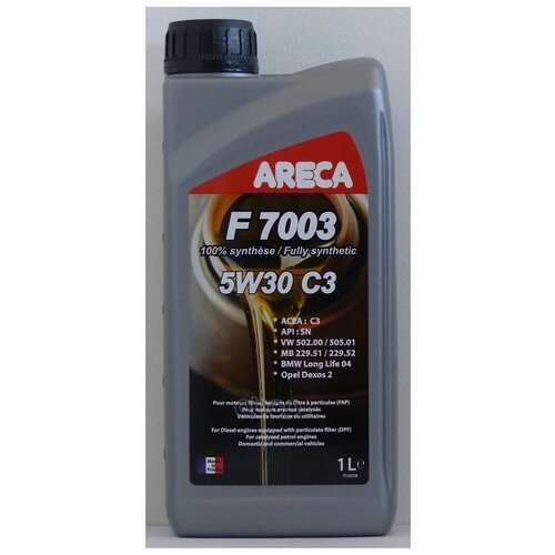 Areca Areca F 7003 5w30 (1l)_масло Моторное! Синтacea C3/C2,Api Sn/Cf, Mb229.51, Mb229.52 Opel Gm Dexos2