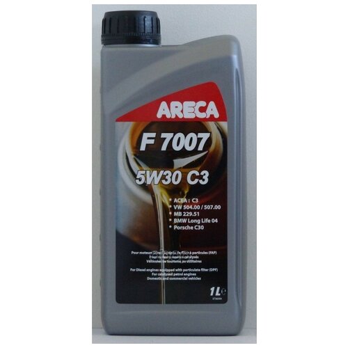 Areca Areca F 7007 5w30 (1l)_масло Моторное! Синт Acea C3, Sn, Vw 504.00/507.00, Mb 229.51, Porschec30