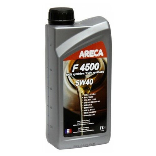 Areca Areca F4500 Essence 5w40 (1l)_масло Мот!Синтacea A3/B4,Api Sn/Cf,Vw502/505,Mb229.3/226.5,Jaso Ma2