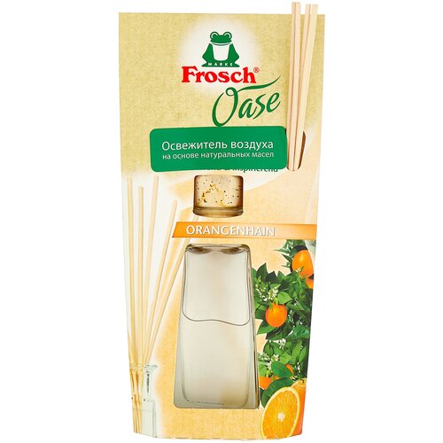 Аромадиффузор FROSCH фрош Апельсин, на основе масел, с деревянными палочками, 90 мл