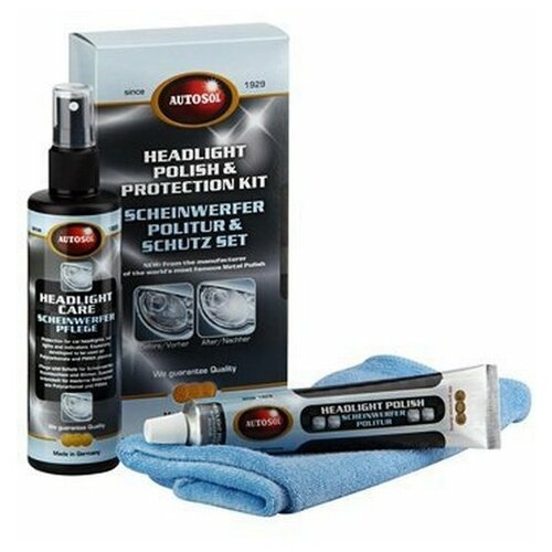 Набор для полировки и защиты пластиковых фар Autosol Headlight polish & Protectant Autosol