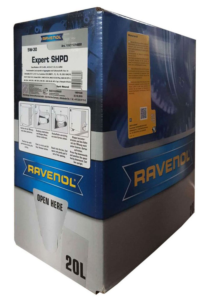 Моторное масло Ravenol синтетическое Expert Shpd Ecobox 5W30 20л