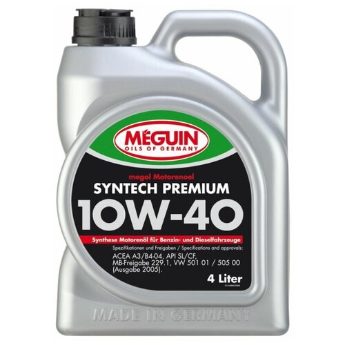 MEGUIN 6475 НС-синт. мот.масло Megol Motorenoel Syntech Premium 10W-40 CF/SL A3/B4 (4л)